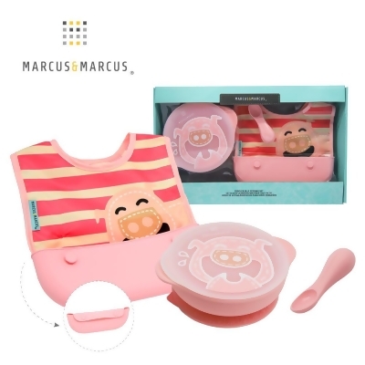 【MARCUS＆MARCUS】動物樂園自主用餐學習禮盒組-粉紅豬 