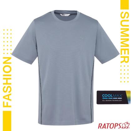 【瑞多仕-RATOPS】男新款 COOLMAX 圓領爬線短袖排汗休閒衣.運動休閒衫/DB8989 涅槃灰/黑爬線 