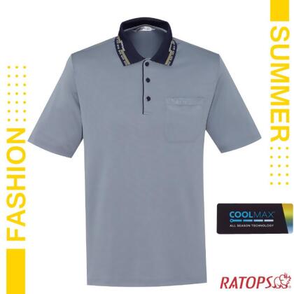 【瑞多仕-RATOPS】男新款 COOLMAX 門襟出芽配POLO短袖排汗休閒衣.運動休閒衫/DB8981 涅槃灰/黑芽 