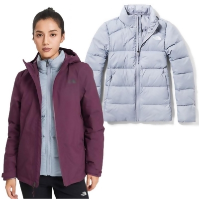 【美國 The North Face】女熱賣款 Gore-Tex 兩件式外套(可拆式羽絨內件)防水透氣保暖夾克/46I7-SSJ 紫紅 V 