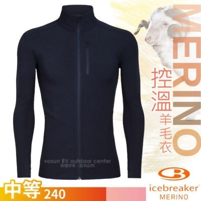 【紐西蘭 Icebreaker】男款 Descender 美麗諾羊毛 刷毛保暖外套.RealFleece®中層夾克/透氣排汗/IB104853 深藍 