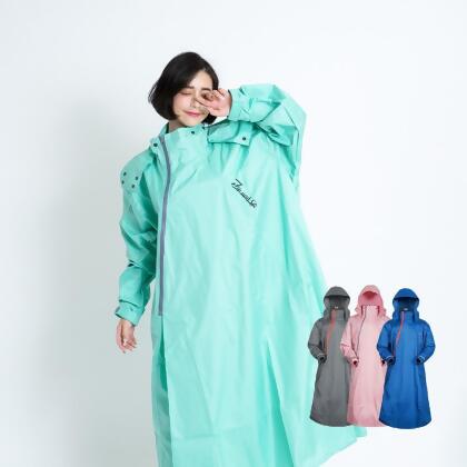 OutPerform-去去雨水走斜開雙拉鍊專利連身式雨衣 蒂芬妮綠 