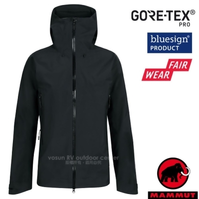 【MAMMUT 長毛象】 男新款 Gore Tex Pro 頂級防水透氣耐磨風雨衣.連帽外套.夾克/1010-28380-0001 黑 
