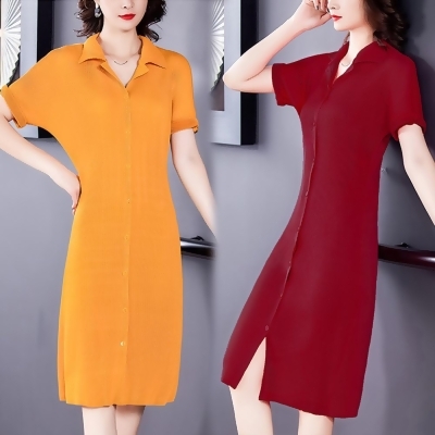 【歐風KEITH-WILL】(預購) 韓國設計自在樂活壓褶洋裝 