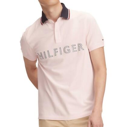 Tommy Hilfiger 2021男時尚對比粉紅色合身短袖POLO 