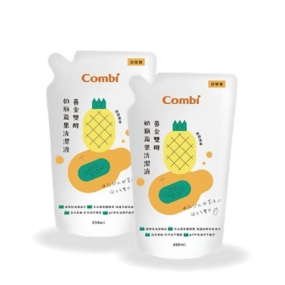 康貝 Combi 黃金雙酵奶瓶蔬果洗潔液補充包特惠組800ml 2入x2組 
