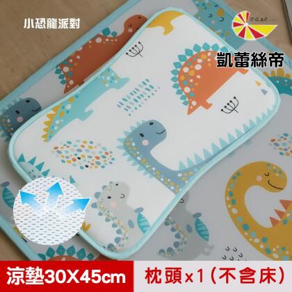 【凱蕾絲帝】3D挑高透氣《可水洗》散熱嬰兒涼墊30*45(嬰兒枕*1)不含床-小恐龍派對 
