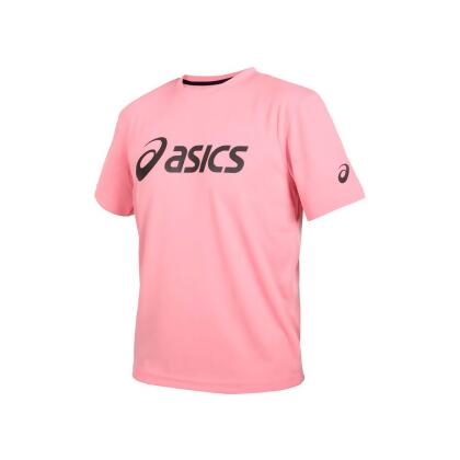 (男女) ASICS 運動排汗T恤-台灣製 慢跑 路跑 短袖 上衣 亞瑟士 粉紅黑 