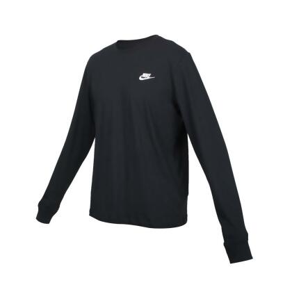 (男) NIKE 圓領長袖T恤-純棉 休閒 慢跑 上衣 黑白 