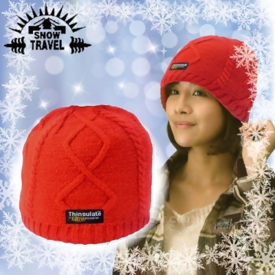 【SNOW TRAVEL】台灣製造 3M Thinsulate高級素面麻花保暖羊毛帽/AR-18D 紅 