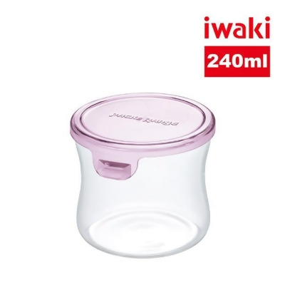 【iwaki】日本耐熱玻璃圓形微波保鮮盒240ml-粉 