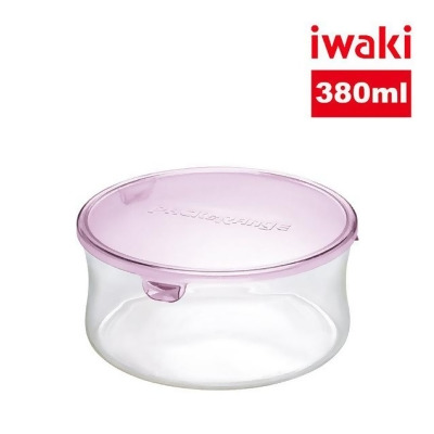 【iwaki】日本耐熱玻璃圓形微波保鮮盒380ml-粉 
