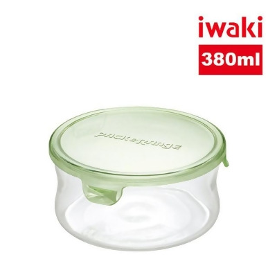 【iwaki】日本耐熱玻璃圓形微波保鮮盒380ml-綠 