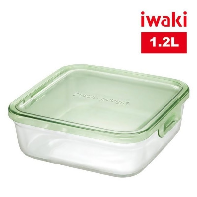 【iwaki】日本耐熱玻璃方形微波保鮮盒1.2L-綠 