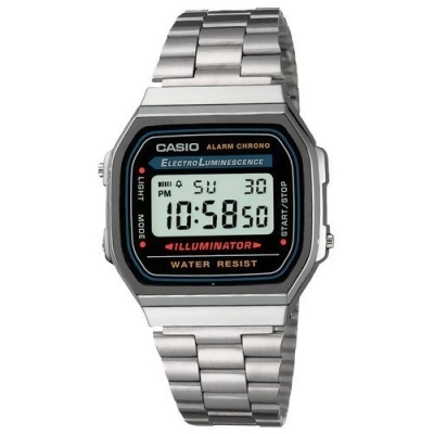 CASIO 卡西歐 日系-銀色復古風電子錶(A168WA) 