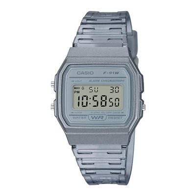 CASIO 卡西歐 果凍材質系列 電子錶 小巧簡約錶面 樹脂錶帶 防水 LED照明(F-91WS-8) 
