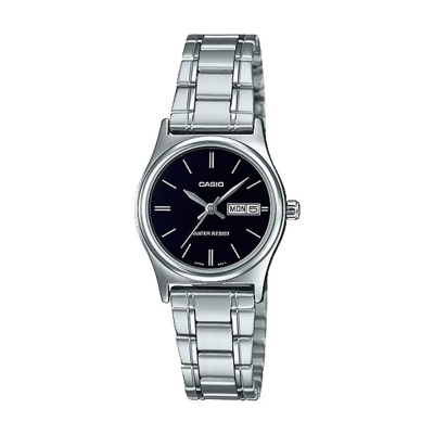 CASIO 卡西歐 指針女錶 不鏽鋼錶帶 日/星期 防水(LTP-V006D-1B2) 