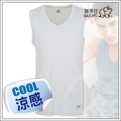 【瑞多仕-RATOPS】男款 Coolmax V領快乾排汗內衣/銀灰 DE7008 