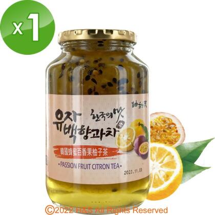 《柚和美》韓國蜂蜜百香果柚子茶沖泡果醬2入組(1kg/罐) 