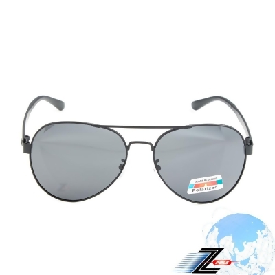 【Z-POLS】頂級鋁鎂合金霧黑框 輕量TR90材質彈性腳架邊框 寶麗萊Polarized偏光黑太陽眼鏡(帥氣大框風格) 