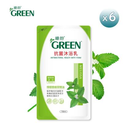 綠的GREEN 抗菌沐浴乳補充包-檸檬香蜂草精油700mlx6 