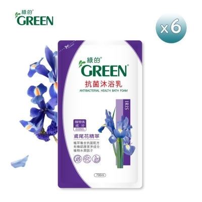 綠的GREEN 抗菌沐浴乳補充包-鳶尾花精萃700mlx6 