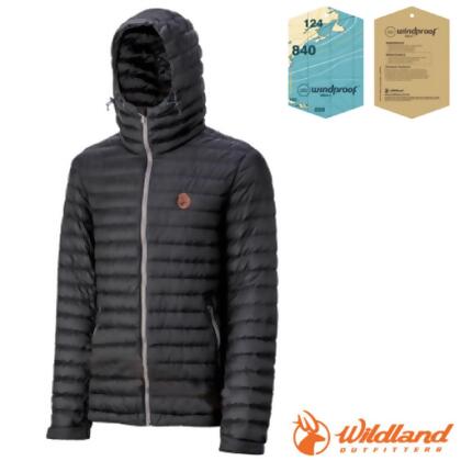 【荒野 WildLand】男款 輕時尚連帽羽絨外套(保暖係數高達700FP).夾克/0A32112 黑 