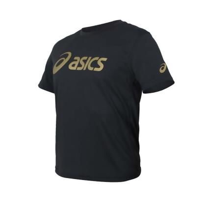 (男) ASICS 運動排汗短袖T恤-台灣製 上衣 慢跑 路跑 亞瑟士 黑金 