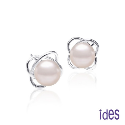 ides愛蒂思 日本設計AKOYA上乘系列正圓無瑕天然珍珠耳環6.5-7mm/知性美 