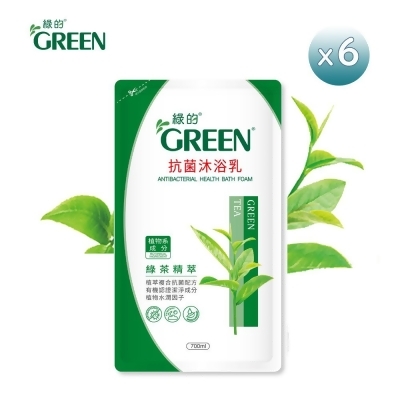 綠的GREEN 抗菌沐浴乳補充包-綠茶精萃700mlx6 