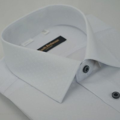 【金安德森】白色吸排圓圖窄版短袖襯衫 