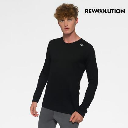 【Rewoolution】男TOMMY 140g長袖T恤(黑色) 