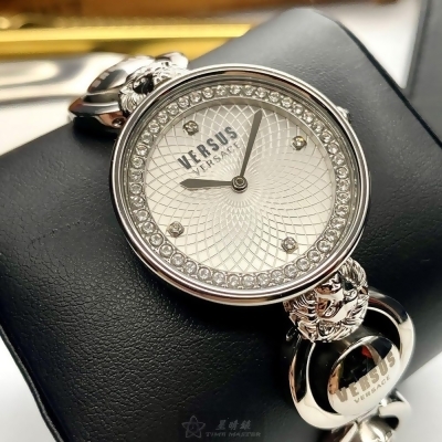 VERSUS VERSACE34mm圓形銀精鋼錶殼銀色錶盤精鋼銀色錶帶款VV00079 