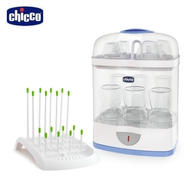 【熱銷好評組】chicco-2合1電子蒸氣消毒鍋+折疊式奶瓶晾乾架 