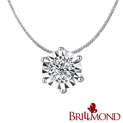【BRILLMOND】GIA 1克拉18K金光芒閃耀鑽墜(18K白金台+鍊) 