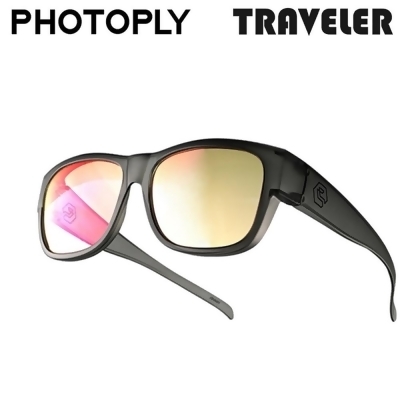 台灣製PHOTOPLY夜視套式太陽眼鏡TRAVELER夜間眼鏡TR2-00N3(大眼框適近視眼鏡)抗眩光適晚上開車夜間 