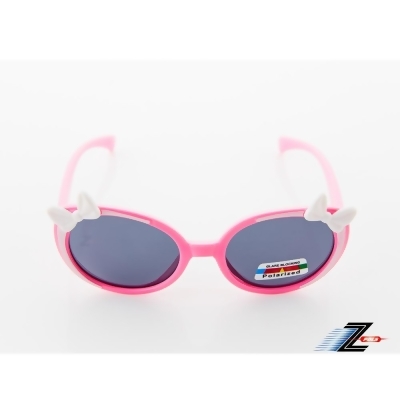 【Z-POLS】橡膠軟質彈性舒適蝴蝶結設計款 淺粉白配色Polarized頂級偏光抗UV400太陽眼鏡(兒童專用偏光鏡) 