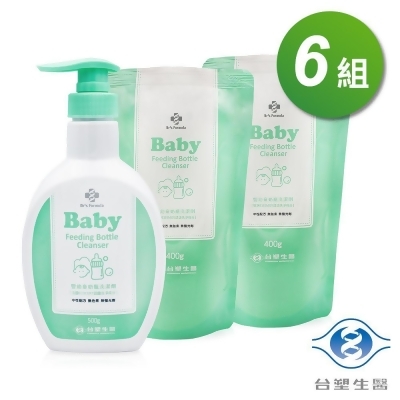 台塑生醫 嬰幼童奶瓶洗潔劑 (500g) X1瓶 + 補充包(400g) X 2包 共6組 
