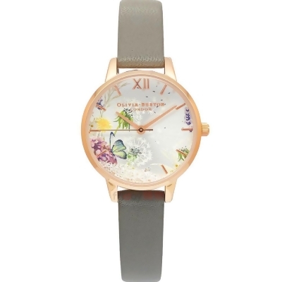 OLIVIA BURTON OB16SG02女錶 強化鏡面 施華洛世奇水晶 玫瑰金 灰色皮帶 手錶 