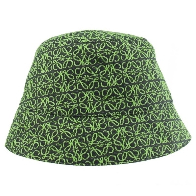 LOEWE 經典緹花帆布雙面漁夫帽.綠/深藍 