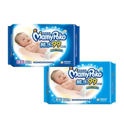 滿意寶寶 天生柔嫩溫和純水溼巾一般型/厚型補充包 (24包/兩箱購) 