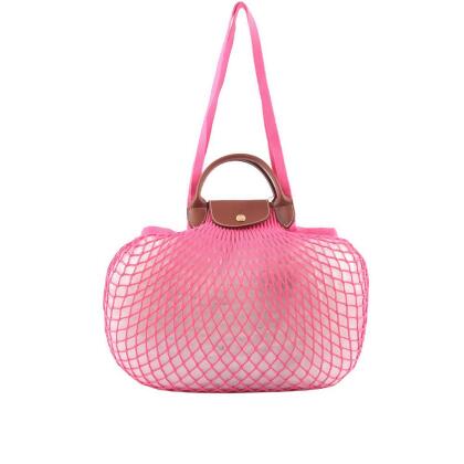 【LONGCHAMP】LE PLIAGE FILET 二用漁網包(糖果粉) 