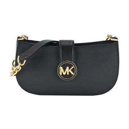 MICHAEL KORS CARMEN 金字LOGO釦式肩背包-小/黑 