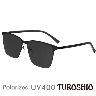 Turoshio太空尼龍偏光太陽眼鏡 斯文方框 U字鏡腳 嵌入式鏡片 文藝黑 8057 C1 