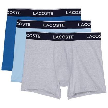【Lacoste】2023男時尚合身雙藍灰色四角修飾內著混搭3件組(預購) 