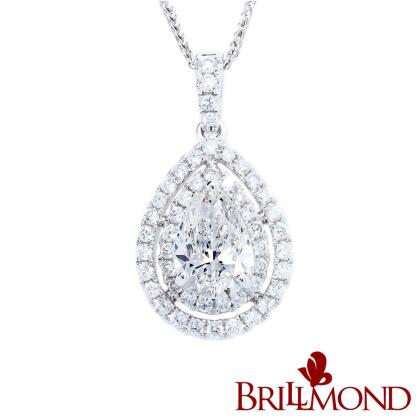 【BRILLMOND】情絲GIA一克拉鑽墜(K/I2 18K白金台+18K白金鍊) 
