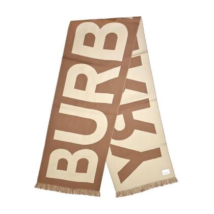 BURBERRY 經典LOGO羊毛圍巾(奶茶) 