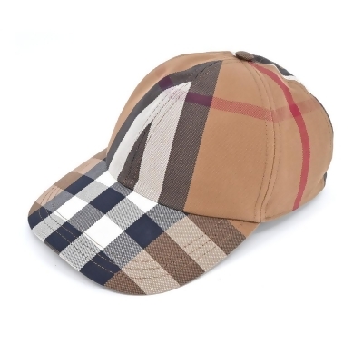  BURBERRY刺繡格紋棉質棒球帽(樺褐色) 