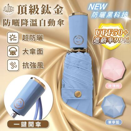 JOJOGO頂級鈦金防曬降溫自動傘 (超強防曬/隔99.9%紫外線/抗風/自動傘/2色任選) 