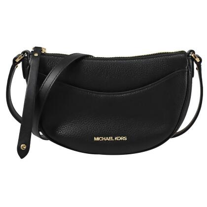 MICHAEL KORS DOVER 經典荔枝皮革斜背半月包.黑 